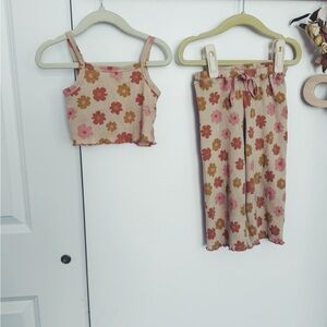 Floral Kids Matching Set - Pink and Brown